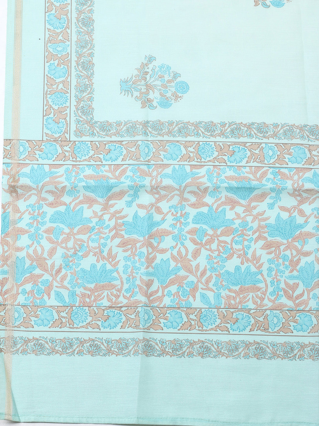 Printed Chanderi Unstitched Suit With Pant &amp; Dupatta