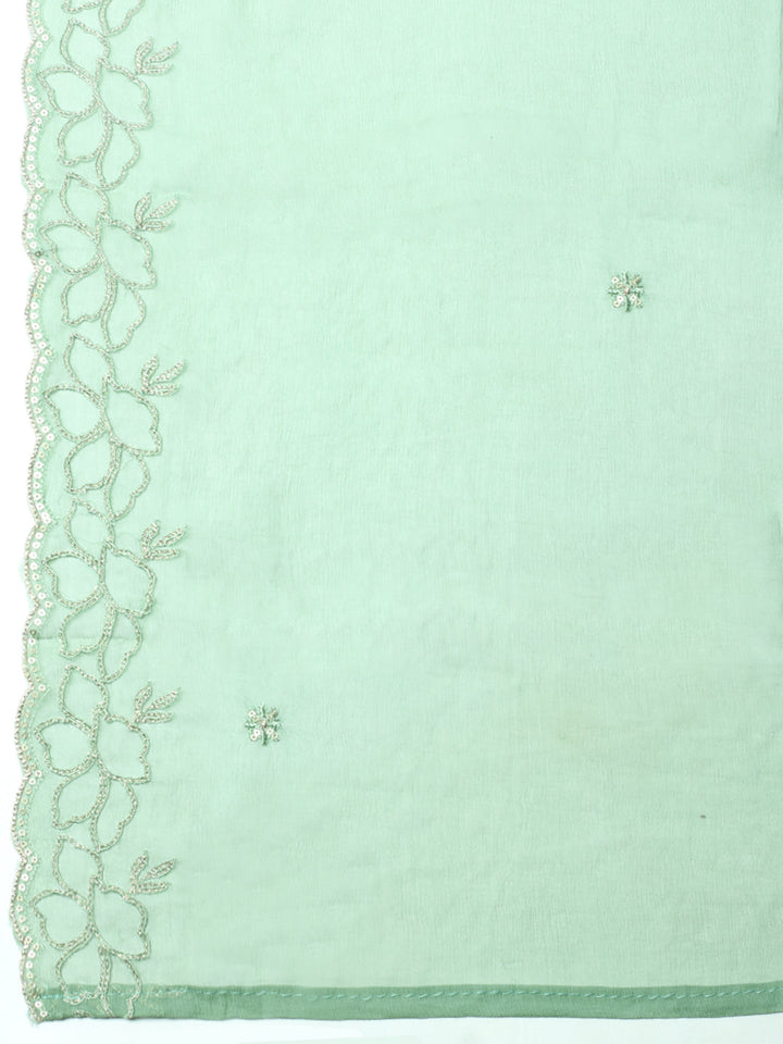 Embroidered, Cotton Blend Unstitched Suit With Pant &amp; Dupatta