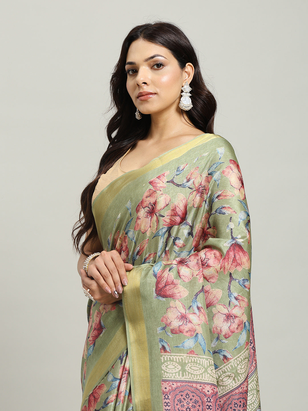 Floral Printed Art Silk Woven Saree