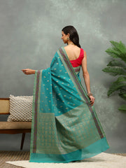 Resham Embroidered Cotton Blend Woven Saree