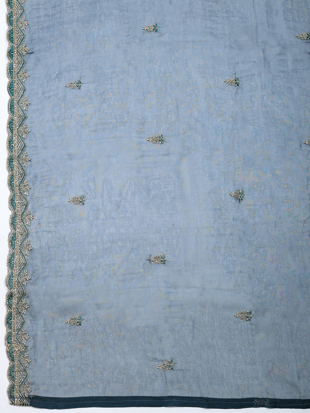 Embroidered Tissue Unstitched Suit With Pant &amp; Dupatta