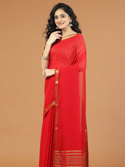 Zari Border Plain Art Chiffon Saree