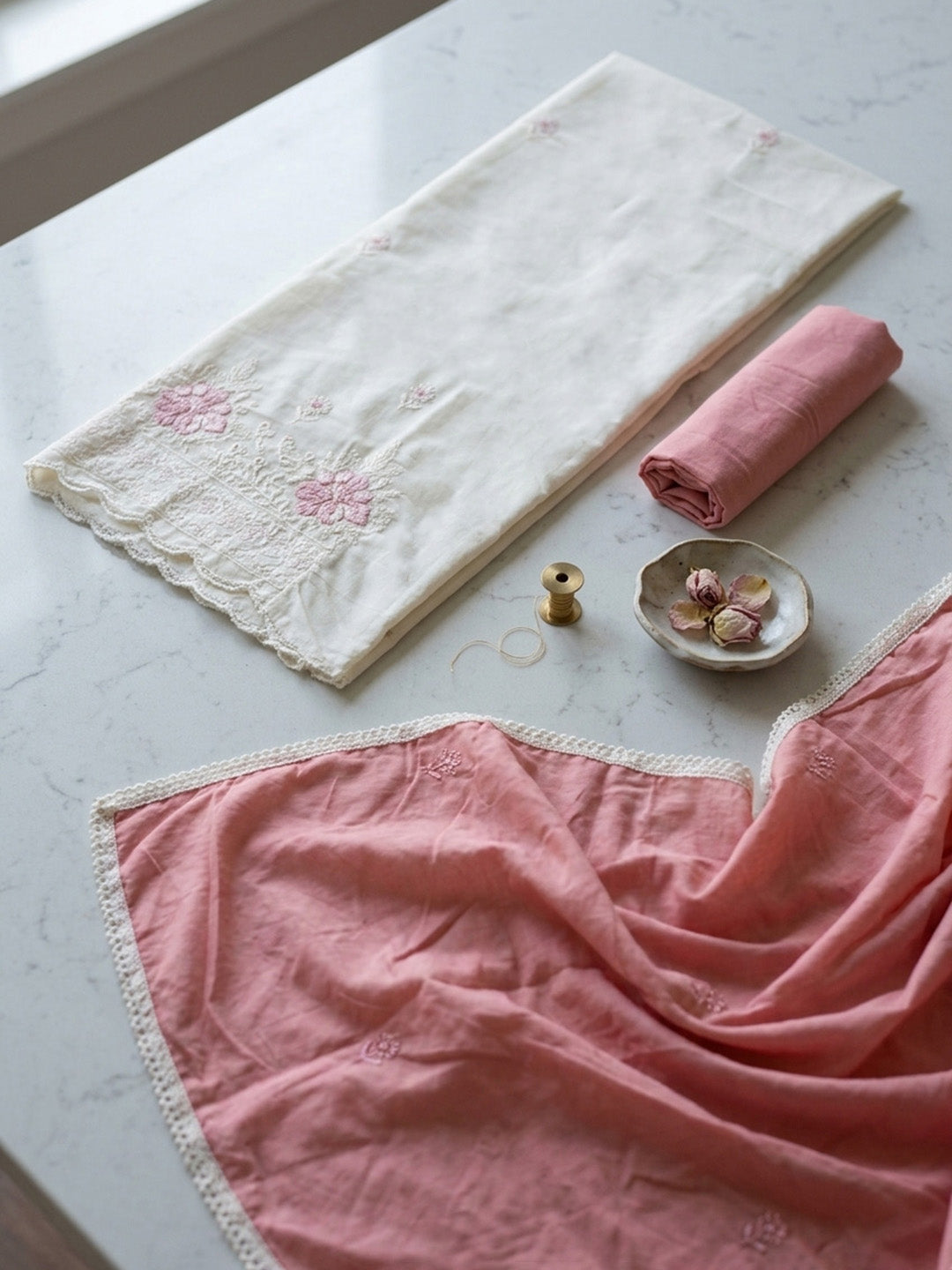 Embroidered Cotton Blend Unstitched Suit With Pant &amp; Dupatta