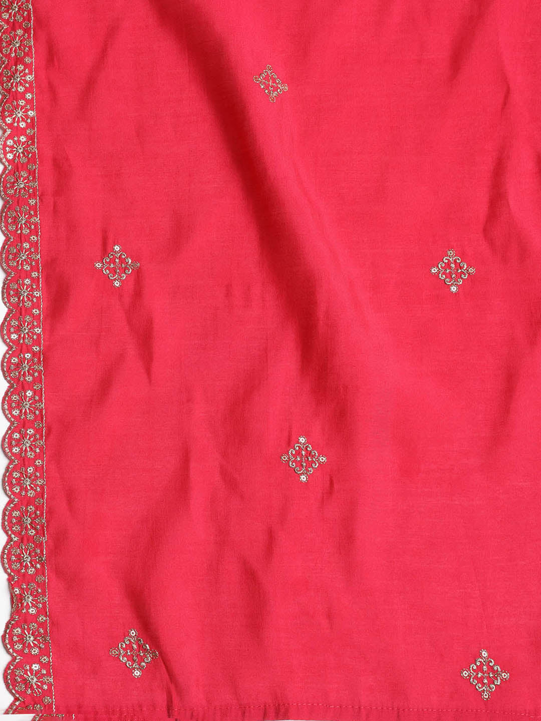 Neck Embroidered Chanderi Unstitched Suit With Dupatta