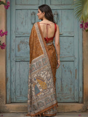 Printed Tussar Silk Saree
