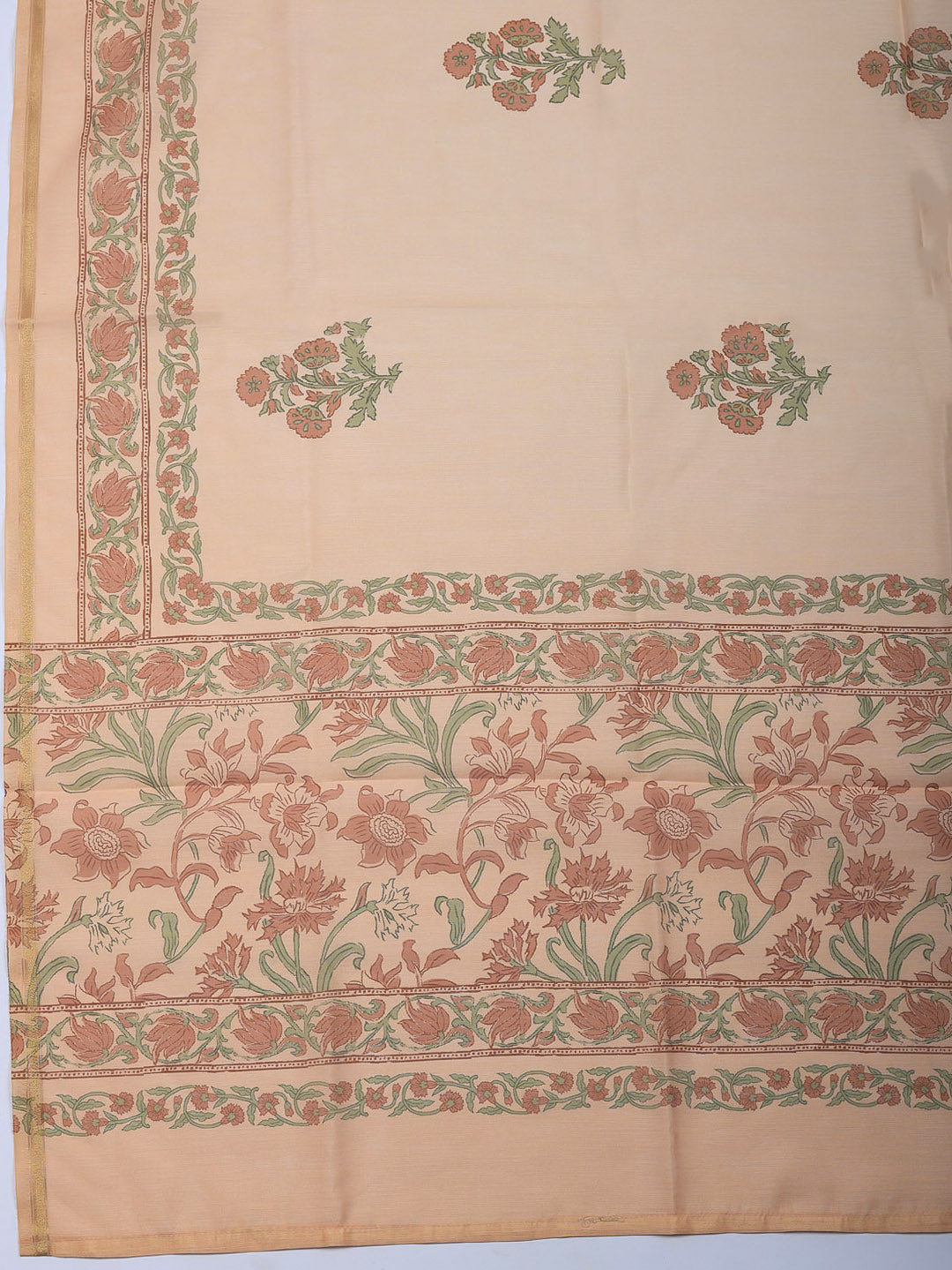 Embroidered Cotton Blend Unstitched Suit With Pant &amp; Dupatta