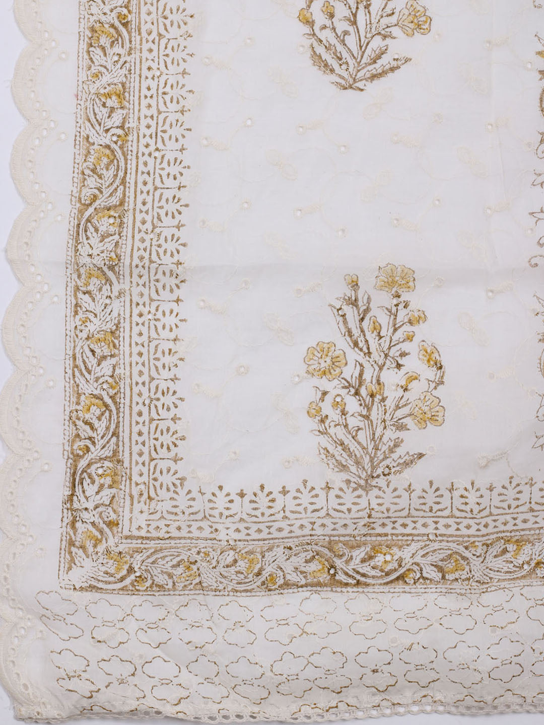 Printed Cotton Blend Unstitched Suit With Dupatta