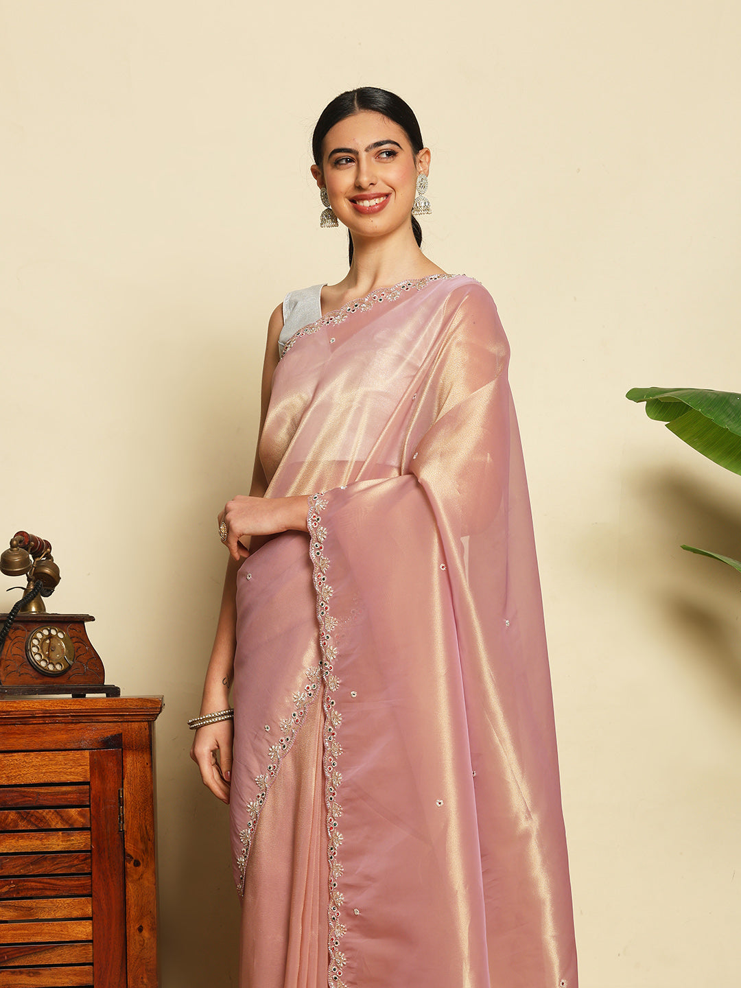 Embroidered Tissue Saree