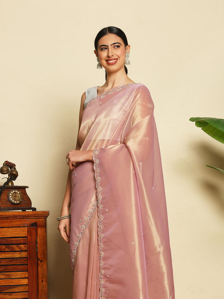 Embroidered Tissue Saree