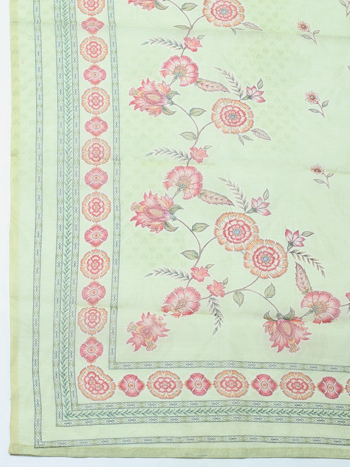 Embellished Chanderi Unstitched Suit With Pant &amp; Dupatta