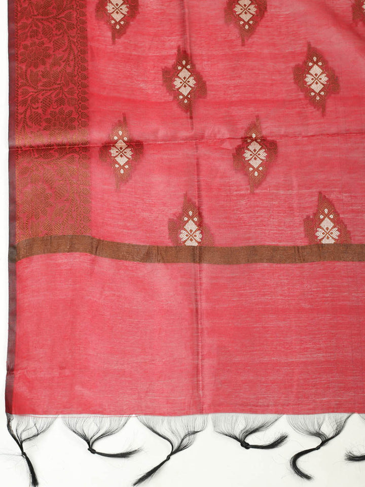 Woven Design Chanderi Unstitched Suit With Pant &amp; Dupatta