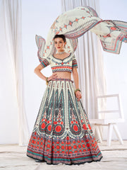 Printed Crepe Choli With Lehenga & Dupatta