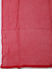 Woven Design Chanderi Red Unstitched Suit With Pant & Dupatta