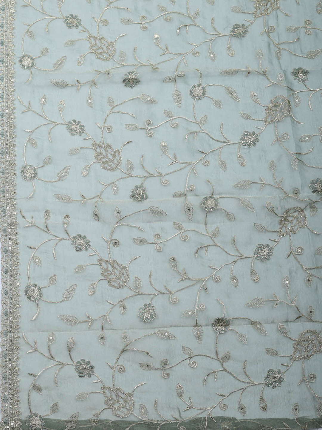 Embroidered Tissue Unstitched Suit With Pant &amp; Dupatta