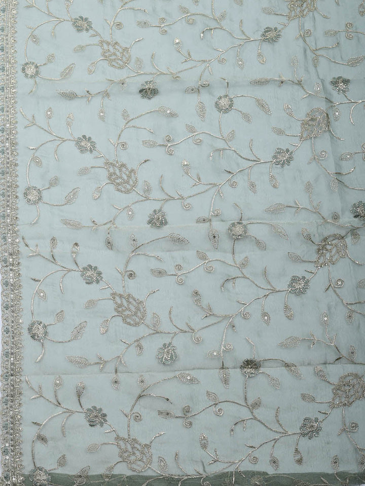 Embroidered Tissue Unstitched Suit With Pant &amp; Dupatta