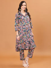 Floral Printed Cotton Kurta With Pants