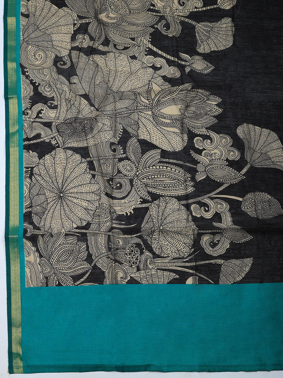 Printed Chanderi Unstitched Suit With Pant &amp; Dupatta