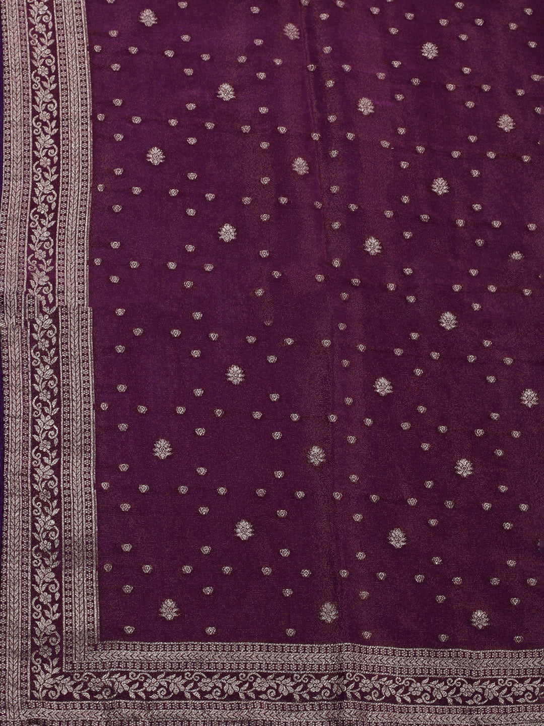 Embroidered Art Silk Unstitched Suit Piece With Dupatta