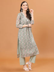 Floral Printed Cotton Kurta With Pants