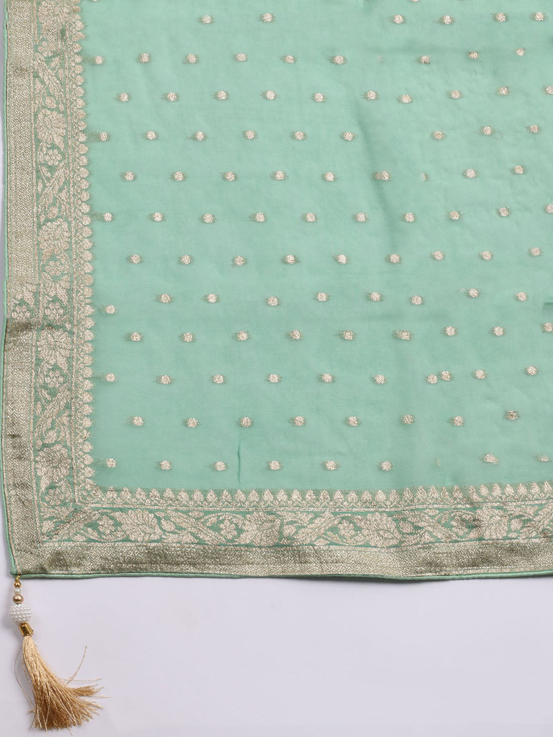 Embroidered Chanderi Unstitched Suit With Dupatta