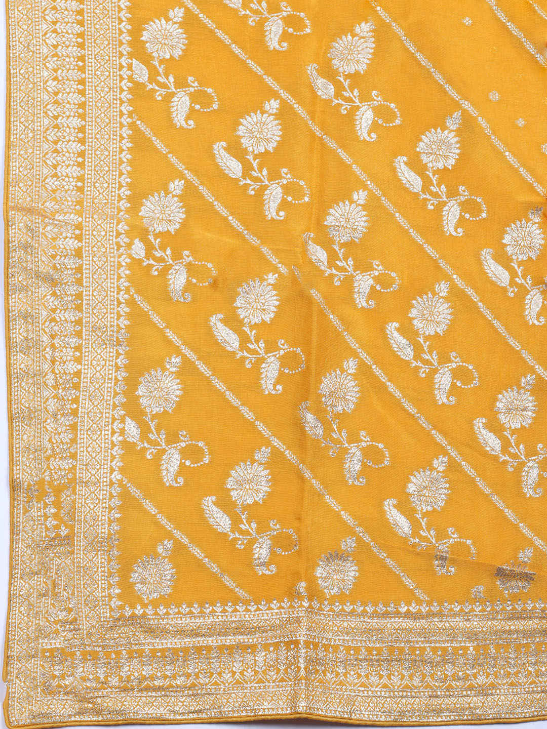Embroidered Art Silk Unstitched Suit With Dupatta