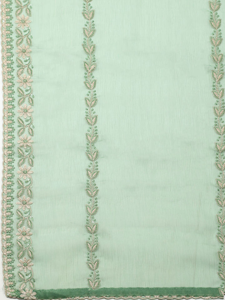 Embroidered Organza Unstitched Suit With Pant &amp; Dupatta