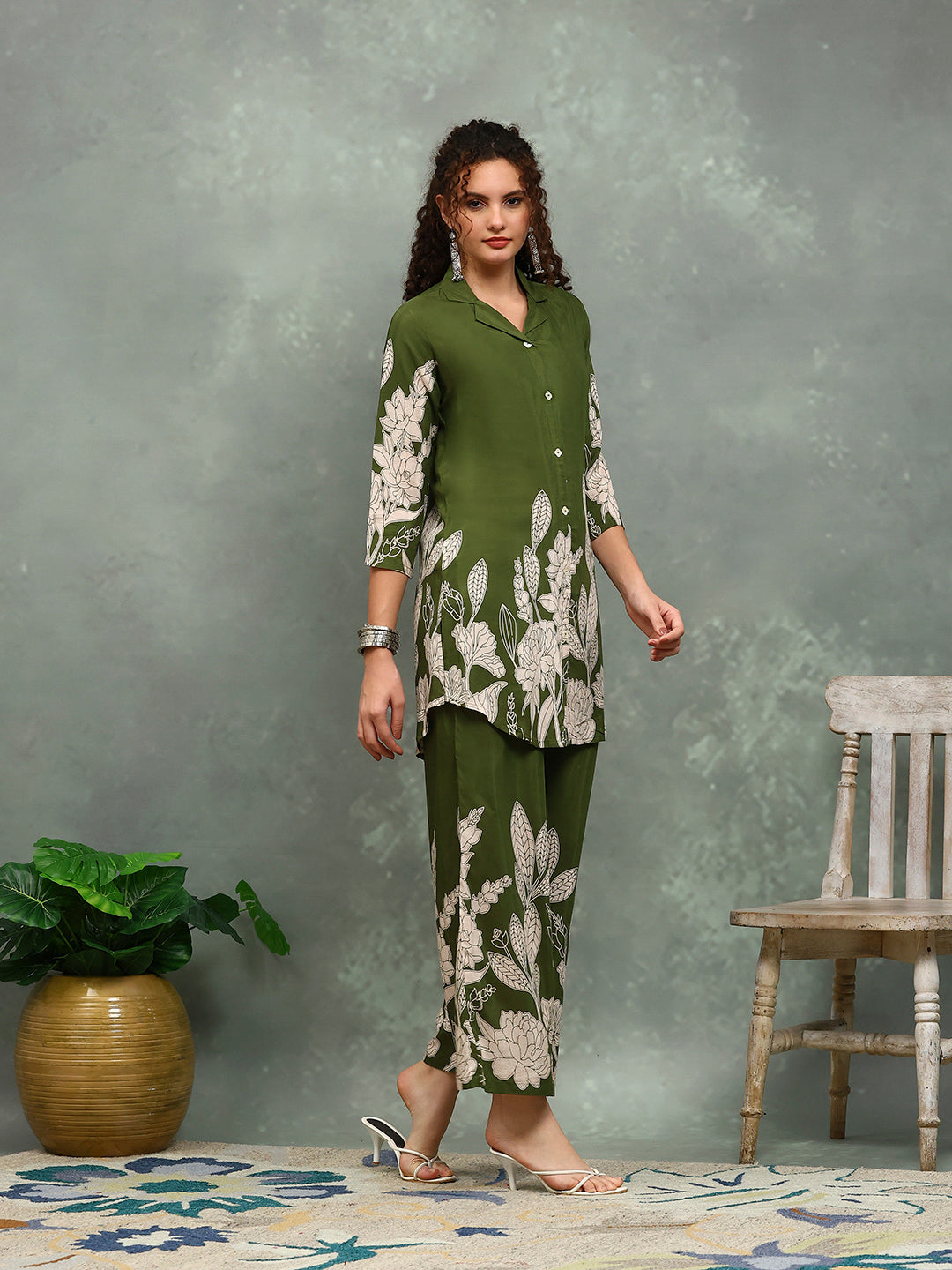 Printed Muslin Kurta With pants