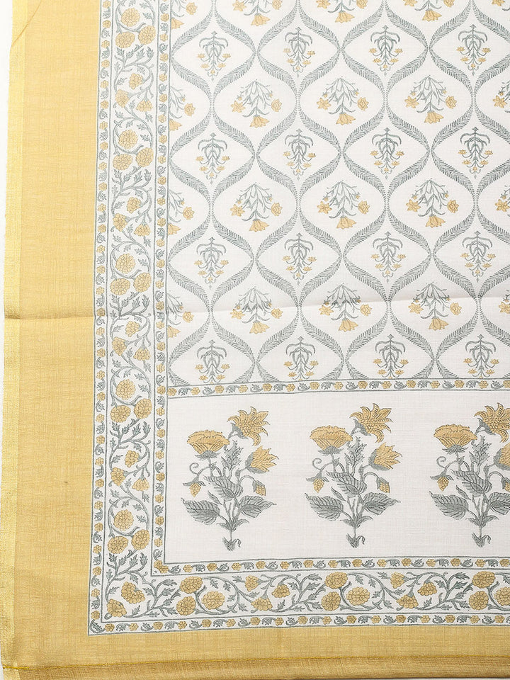 Embroidered Cotton Blend Unstitched Suit With Pant &amp; Dupatta