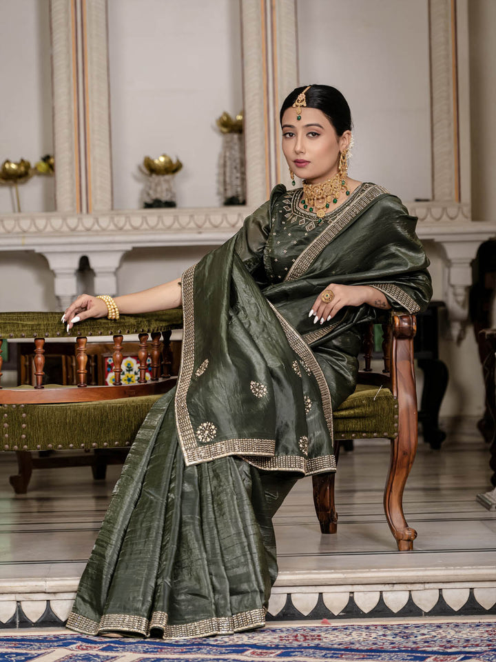 Stone Embroidery Organza Saree