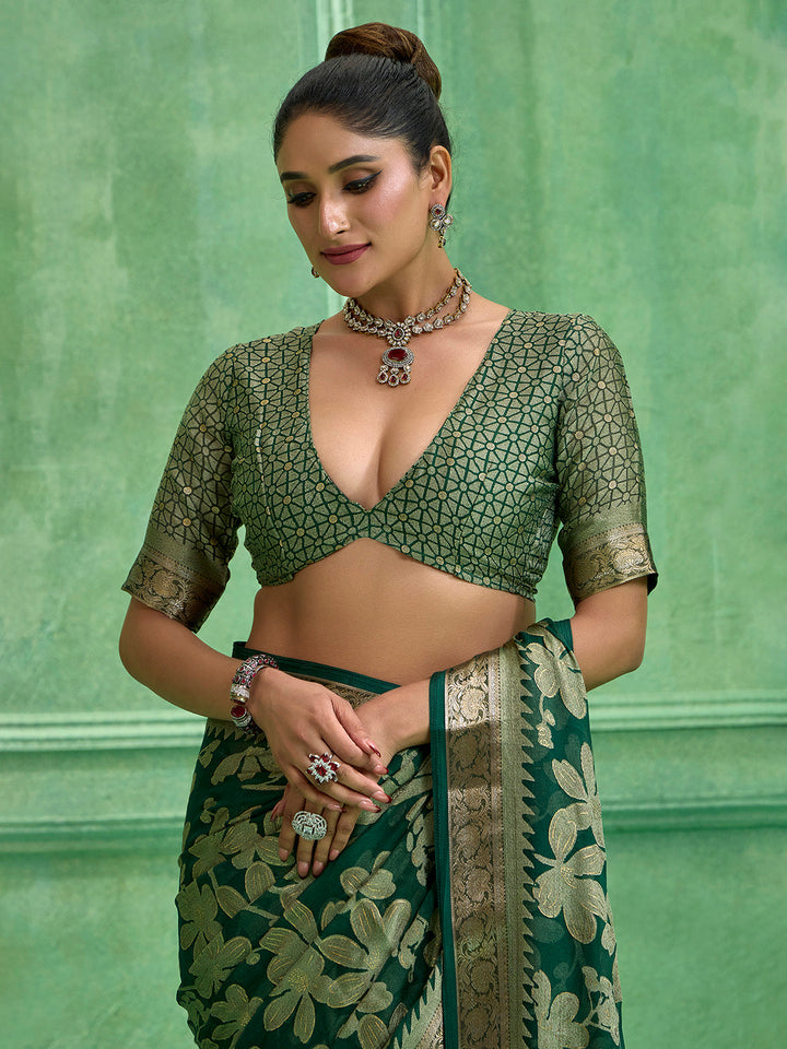 Floral Printed Georgette Saree