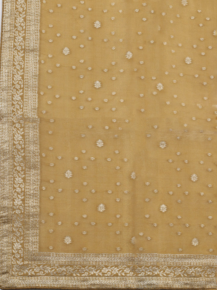 Embroidered Art Silk Unstitched Suit Piece With Dupatta