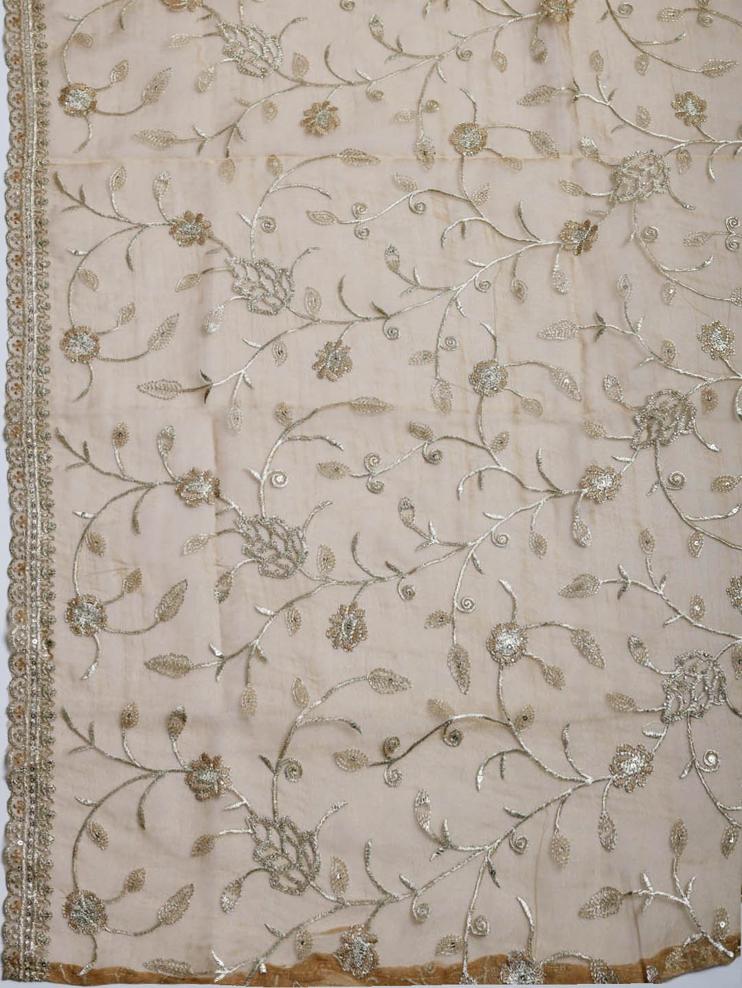 Embroidered Tissue Unstitched Suit With Pant &amp; Dupatta