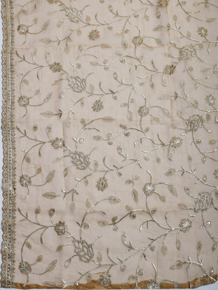 Embroidered Tissue Unstitched Suit With Pant &amp; Dupatta