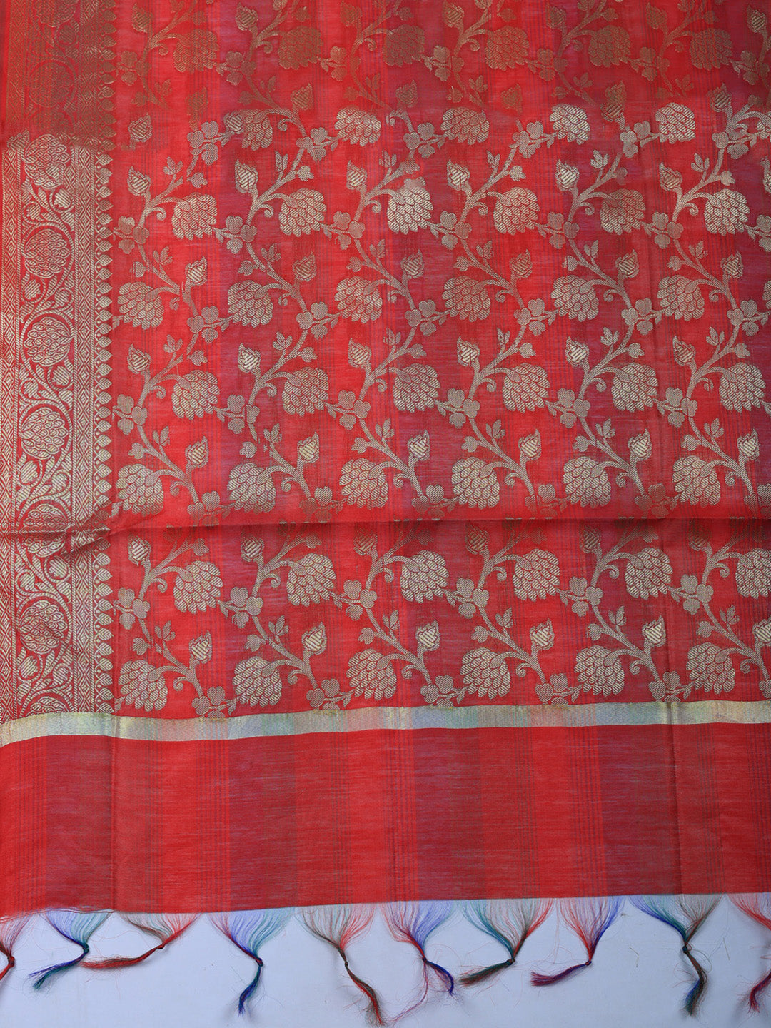 Woven Design Chanderi Unstitched Suit With Pant &amp; Dupatta