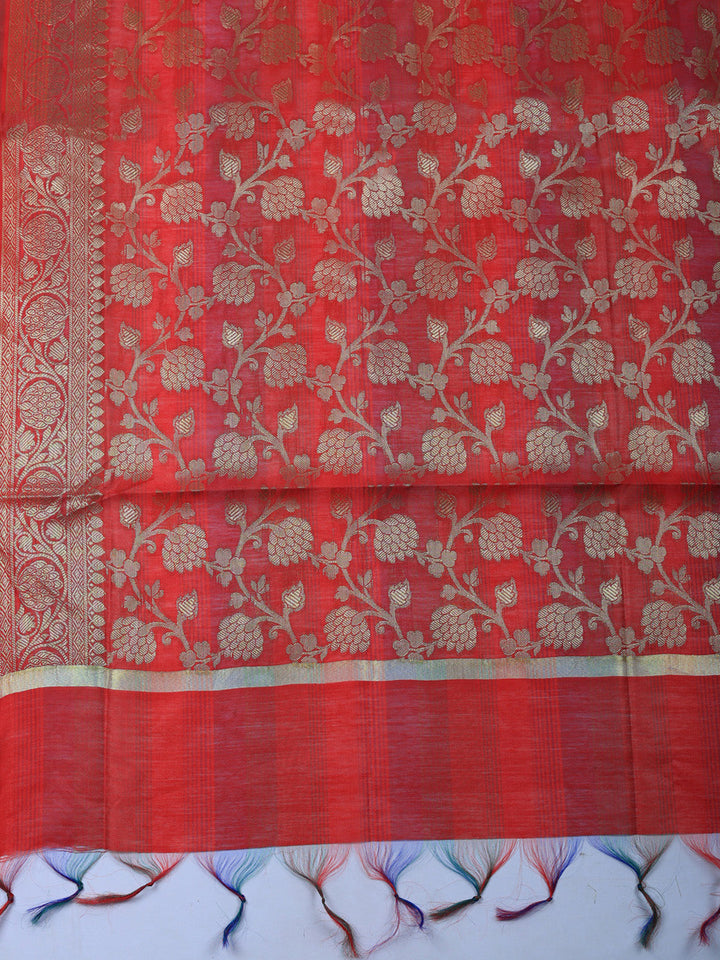 Woven Design Chanderi Unstitched Suit With Pant &amp; Dupatta
