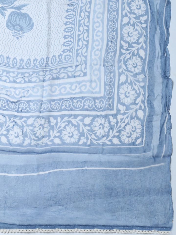 Embroidered Cotton Blend Unstitched Suit With Pant &amp; Dupatta