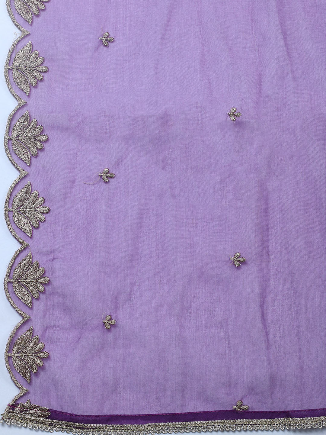 Embroidered Chanderi Unstitched Suit With Pant &amp; Dupatta