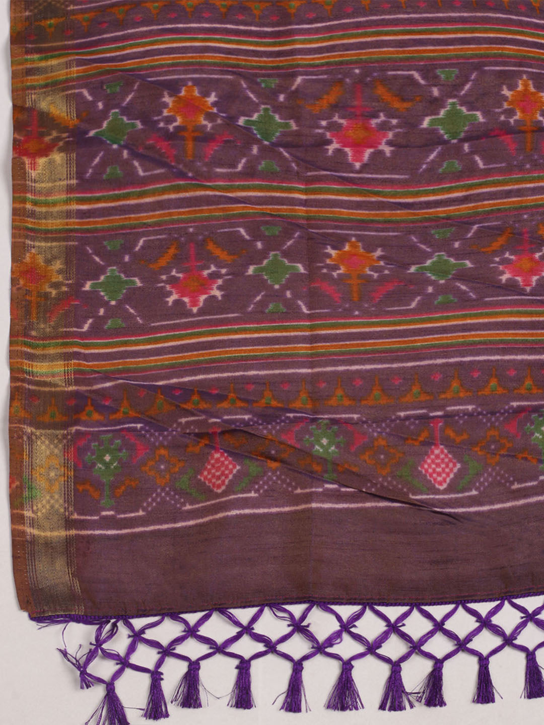 Printed Art Silk Unstitched Kurta With Pant &amp; Dupatta