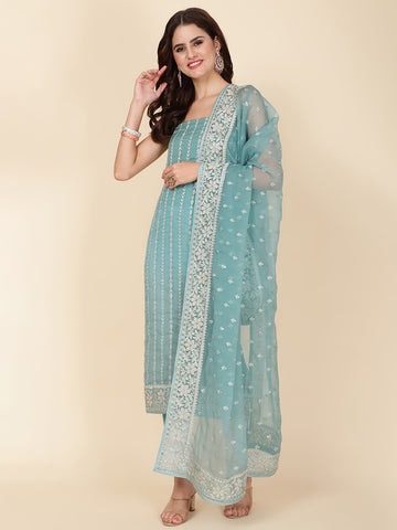 Embroidered Chiffon Unstitched Suit Piece With Dupatta