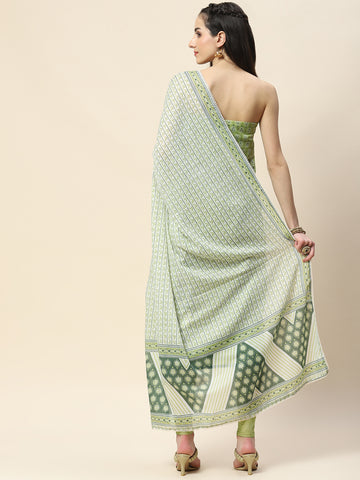 Neck Patti Printed Cotton Unstitched Suit Piece With Dupatta