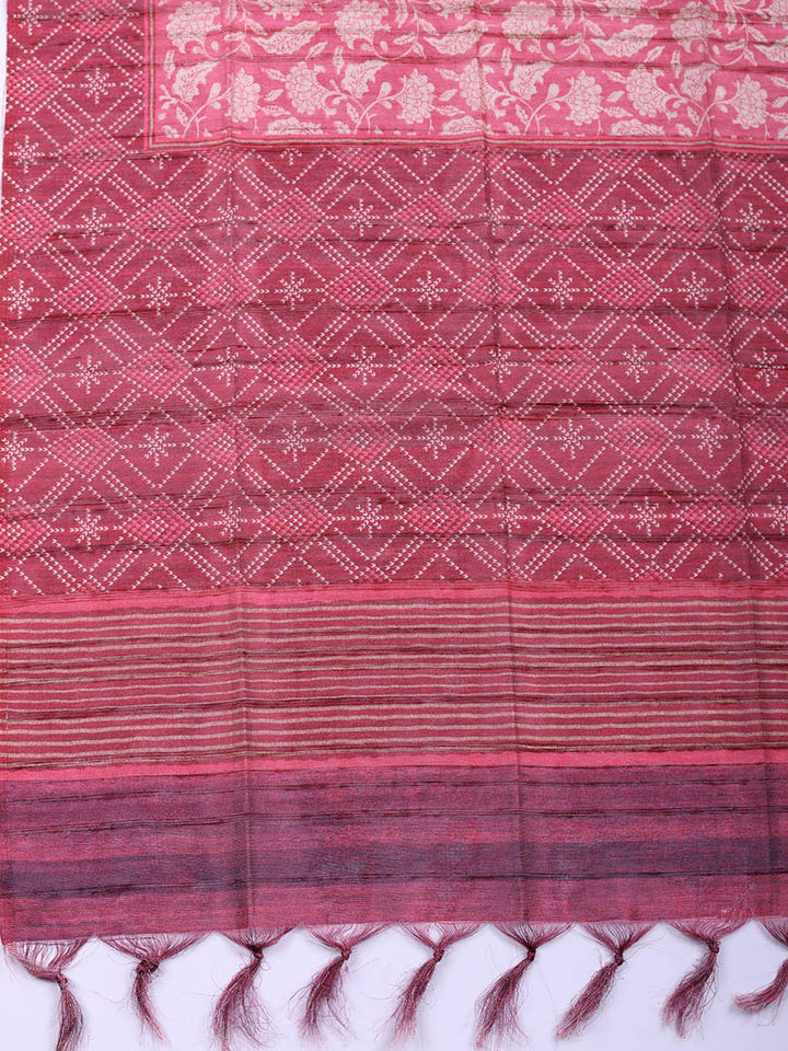 Embroidered Tussar Silk Unstitched Suit With Pant &amp; Dupatta
