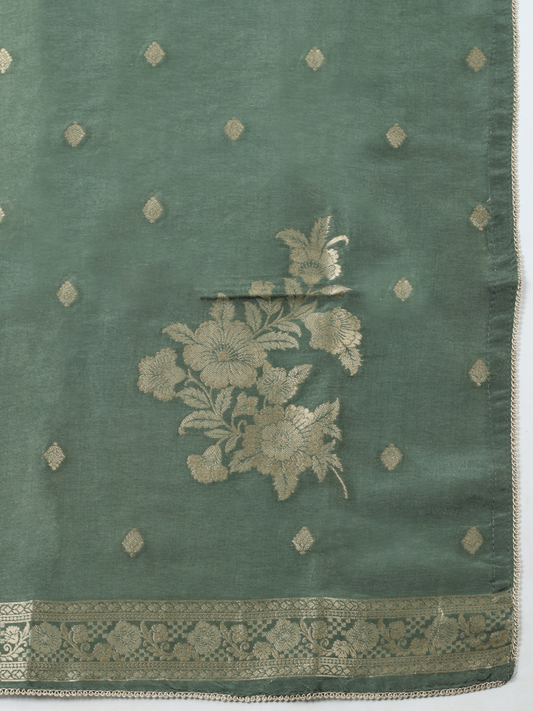 Woven Design Chanderi Unstitched Suit With Pant &amp; Dupatta