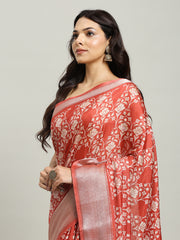 Ajrak Printed Cotton Blend Woven Saree