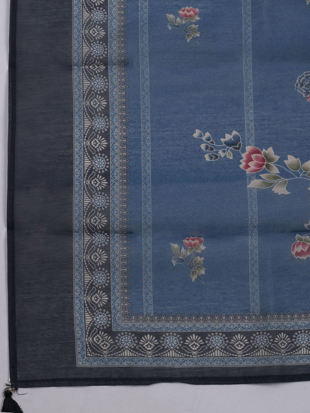 Printed Chanderi Unstitched Suit With Dupatta