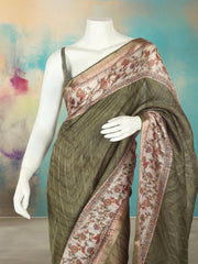 Printed Art Silk Aqua Green Saree