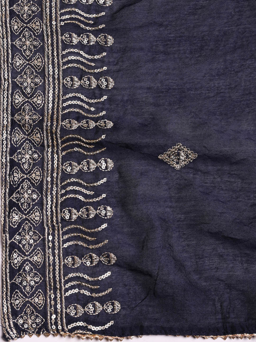 Neck Embroidered Cotton Blend Unstitched Suit With Dupatta