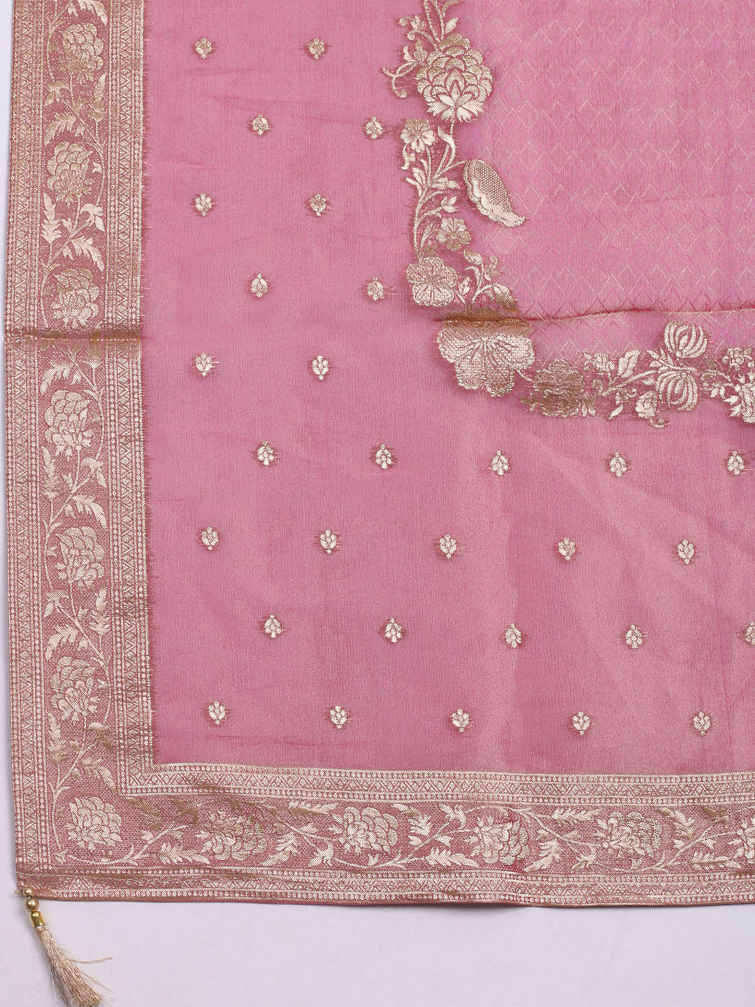 Woven Design Tissue Unstitched Suit With Dupatta