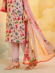 Printed Crepe Unstitched Suit With Pant & Dupatta