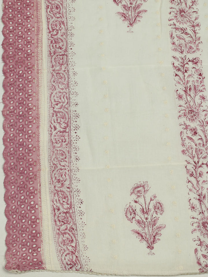 Printed Cotton Unstitched Suits Printed Suit With Pant &amp; Dupatta