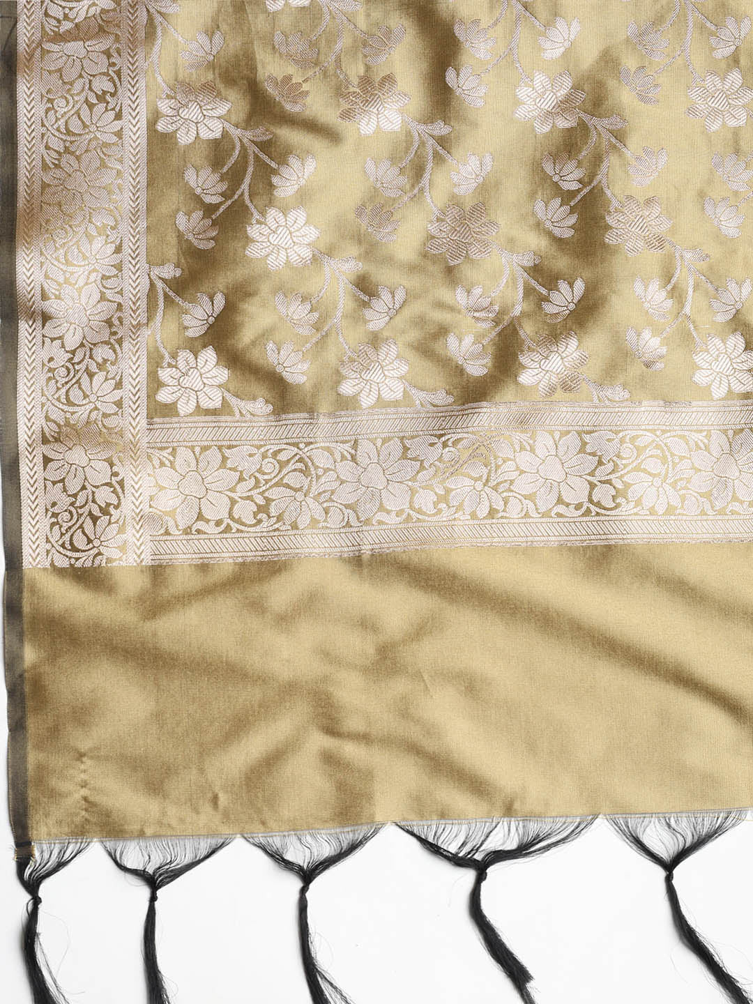Woven Banarasi Chanderi Unstitched Suit With Dupatta